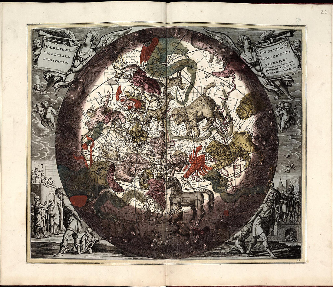 This old map of 28. Hemisphaerii Australis Coeli &amp; Terrae Scenographia from Atlas Universalis Et Novus from 1708 was created by G. (Gerard) Valck in 1708