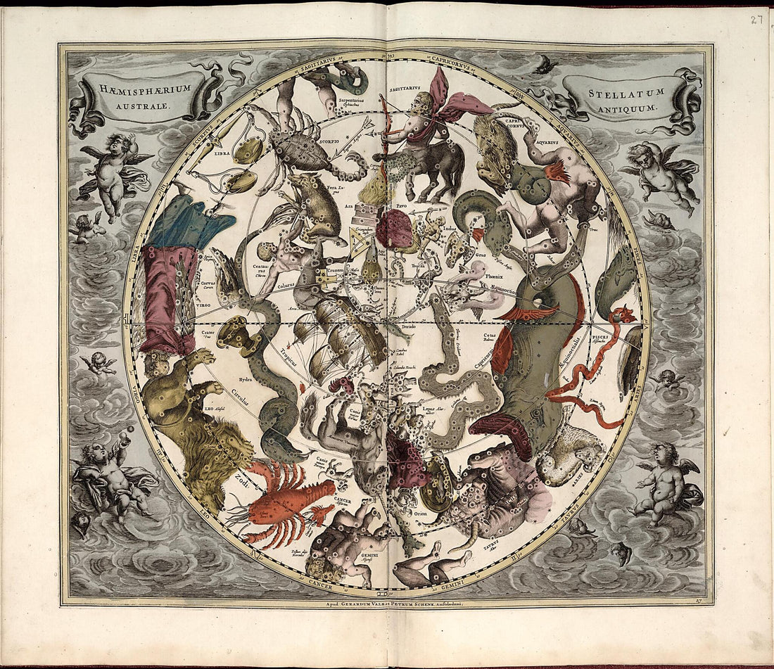 This old map of 29. Hemisphaerium Stalltum Australe Cum Subjecto from Atlas Universalis Et Novus from 1708 was created by G. (Gerard) Valck in 1708