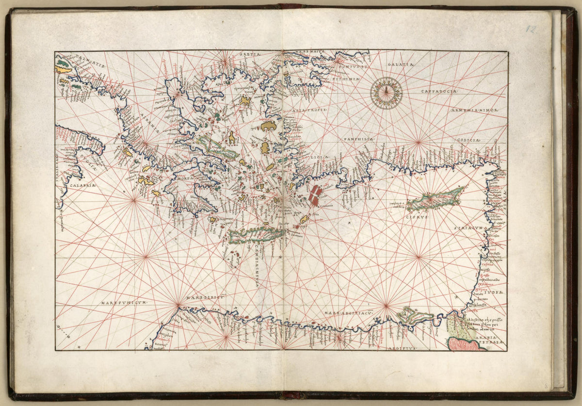 Eastern Mediterranean Sea from Portolan Atlas Containing 10 Maps 1544 by Relic Map Company