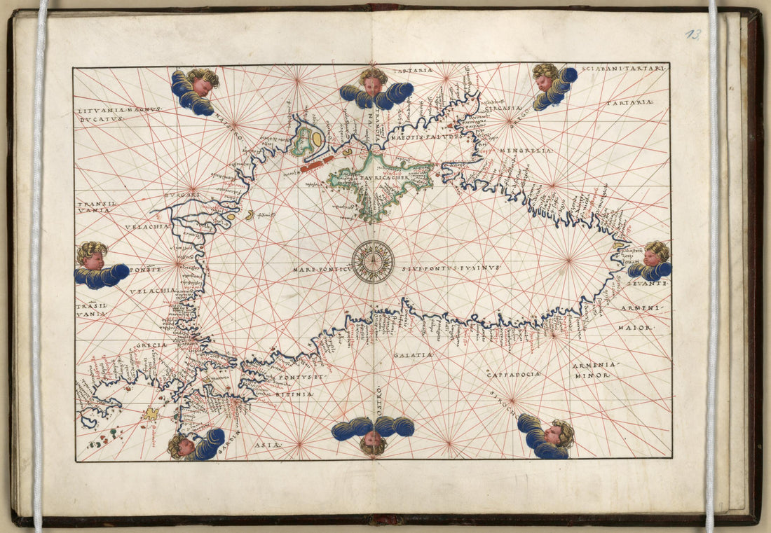 This old map of Black Sea from Portolan Atlas Containing 10 Maps from 1544 was created by Battista Agnese in 1544