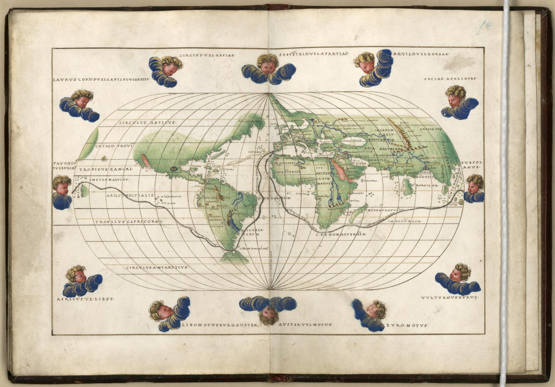 This old map of World from Portolan Atlas Containing 10 Maps from 1544 was created by Battista Agnese in 1544