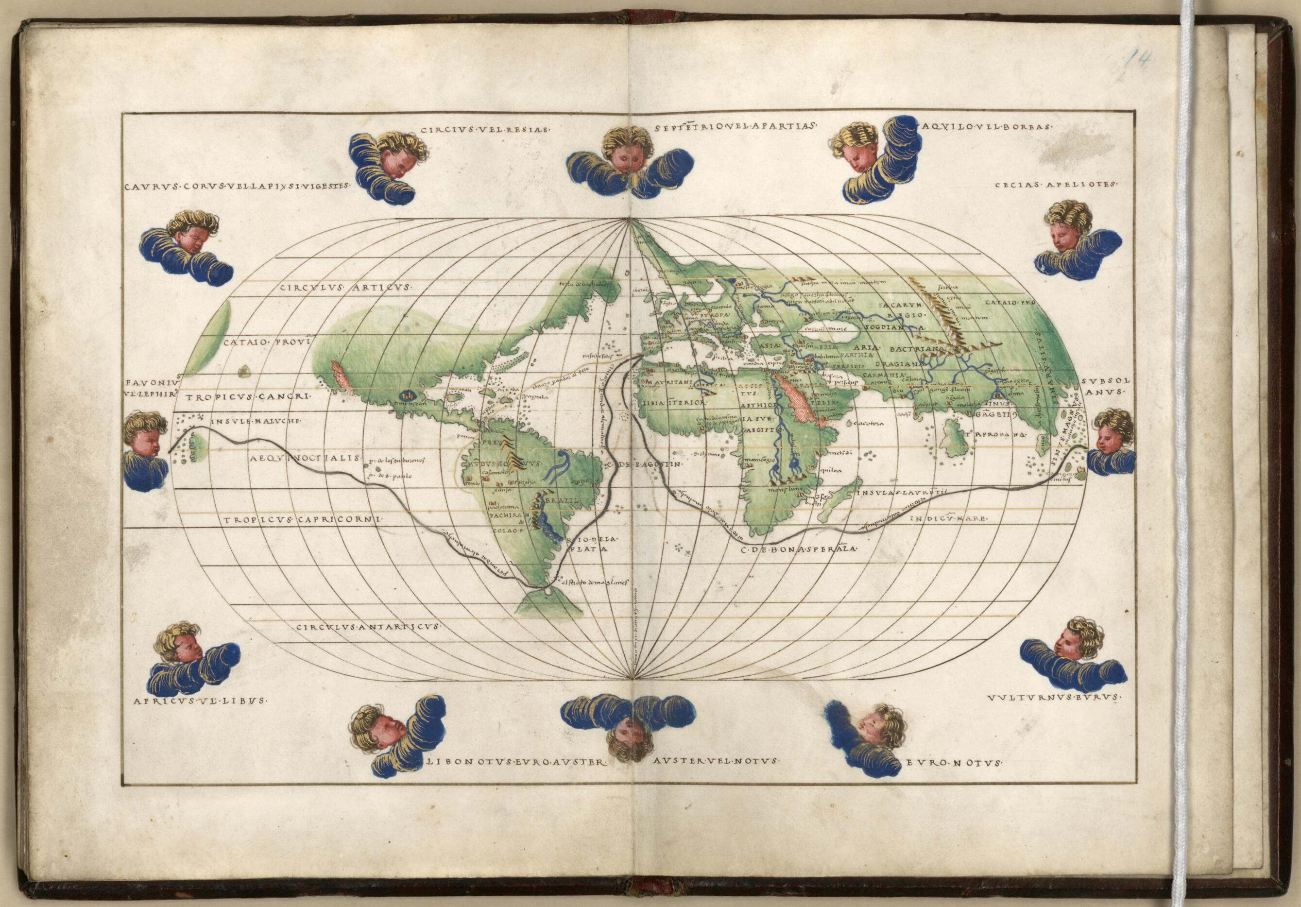 This old map of World from Portolan Atlas Containing 10 Maps from 1544 was created by Battista Agnese in 1544