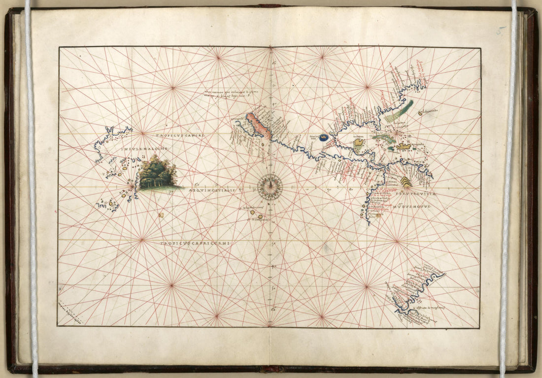 This old map of Pacific Ocean from Portolan Atlas Containing 10 Maps from 1544 was created by Battista Agnese in 1544
