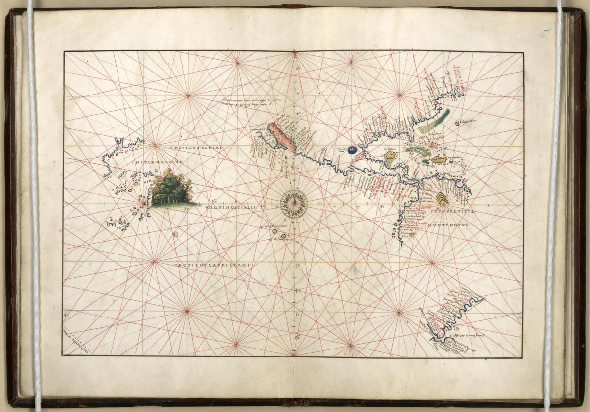 Pacific Ocean from Portolan Atlas Containing 10 Maps 1544 by Relic Map Company