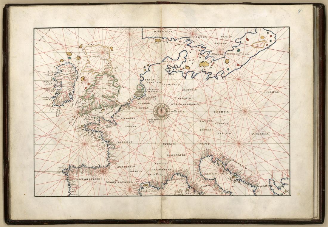 This old map of Northern Europe from Portolan Atlas Containing 10 Maps from 1544 was created by Battista Agnese in 1544