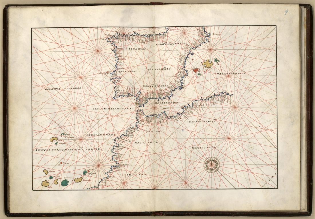 This old map of Straits of Gibraltar from Portolan Atlas Containing 10 Maps from 1544 was created by Battista Agnese in 1544