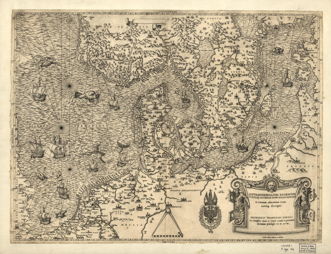 This old map of Northern Europe, 1558 from Geografia Tavole Moderne Di Geografia. from 1575 was created by Antoine Lafréry in 1575