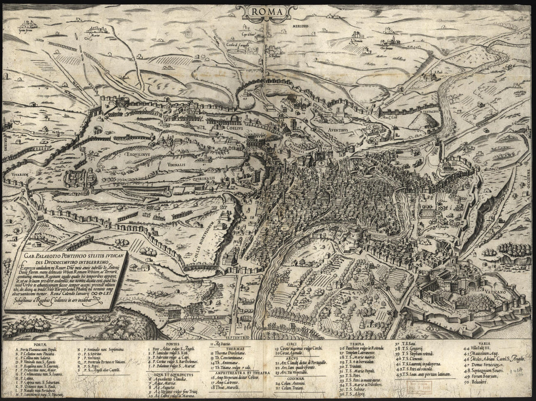This old map of Rome, Italy, 1561 from Geografia Tavole Moderne Di Geografia. from 1575 was created by Antoine Lafréry in 1575