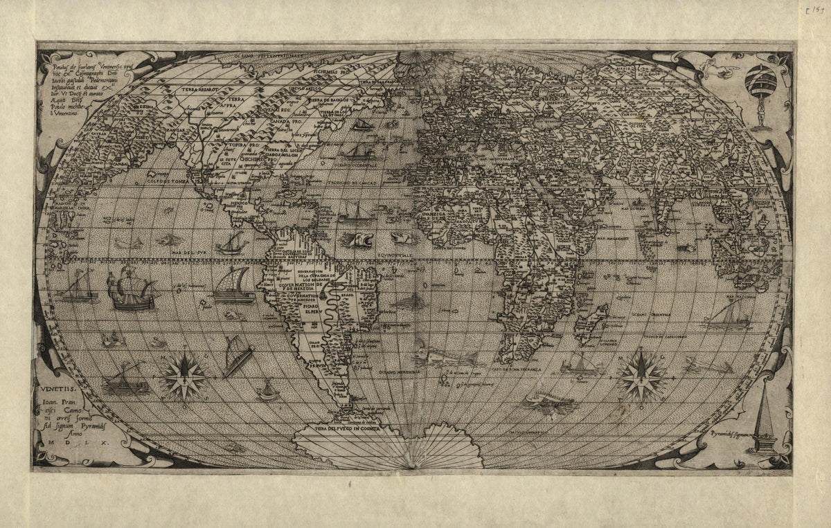 World, 1560 from Geografia Tavole Moderne Di Geografia. 1575 by Relic Map Company