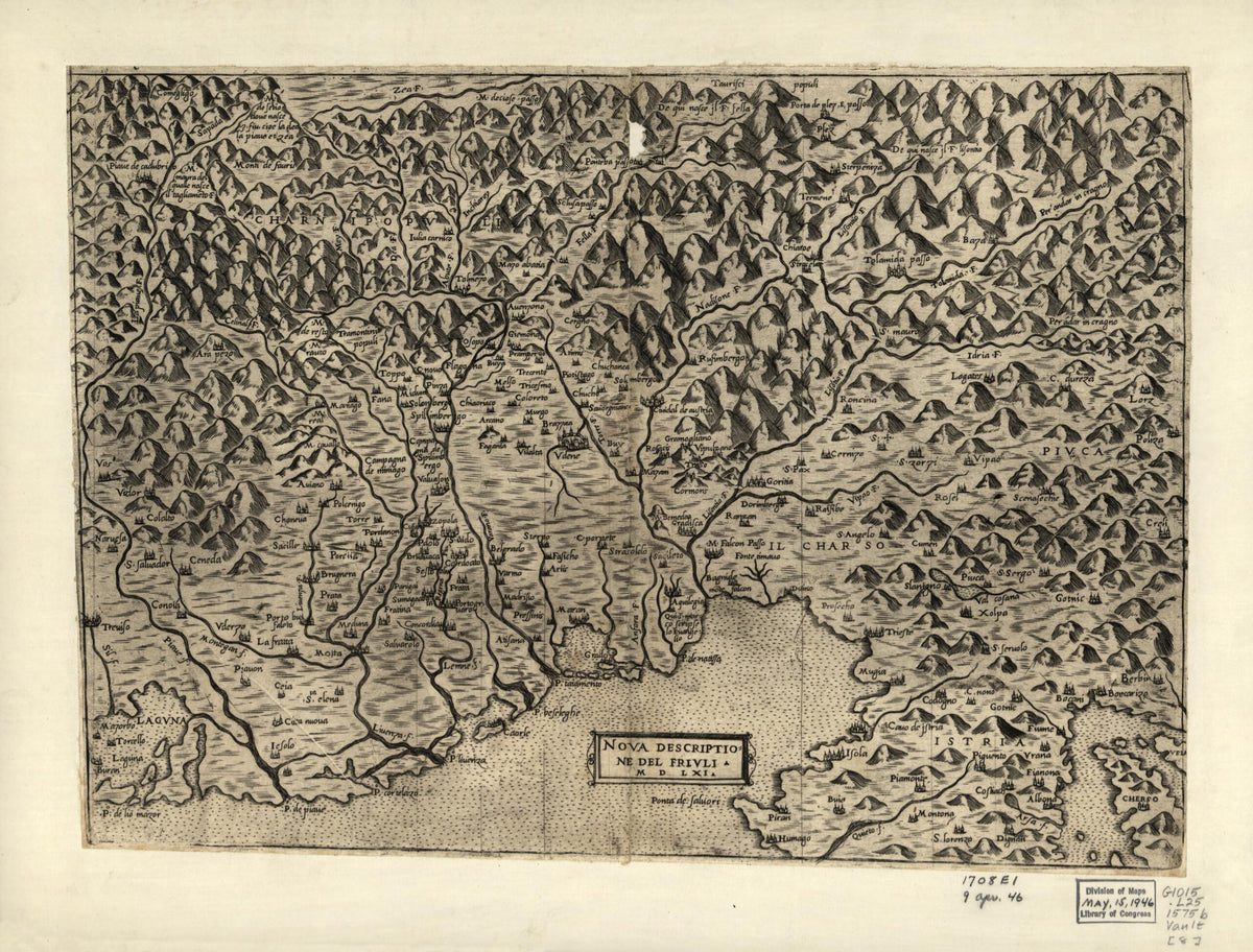 Friuli, Italy, 1561 from Geografia Tavole Moderne Di Geografia. 1575 by Relic Map Company