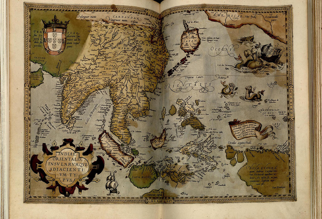 This old map of India from Theatrum Orbis Terrarum from 1570 was created by Abraham Ortelius in 1570