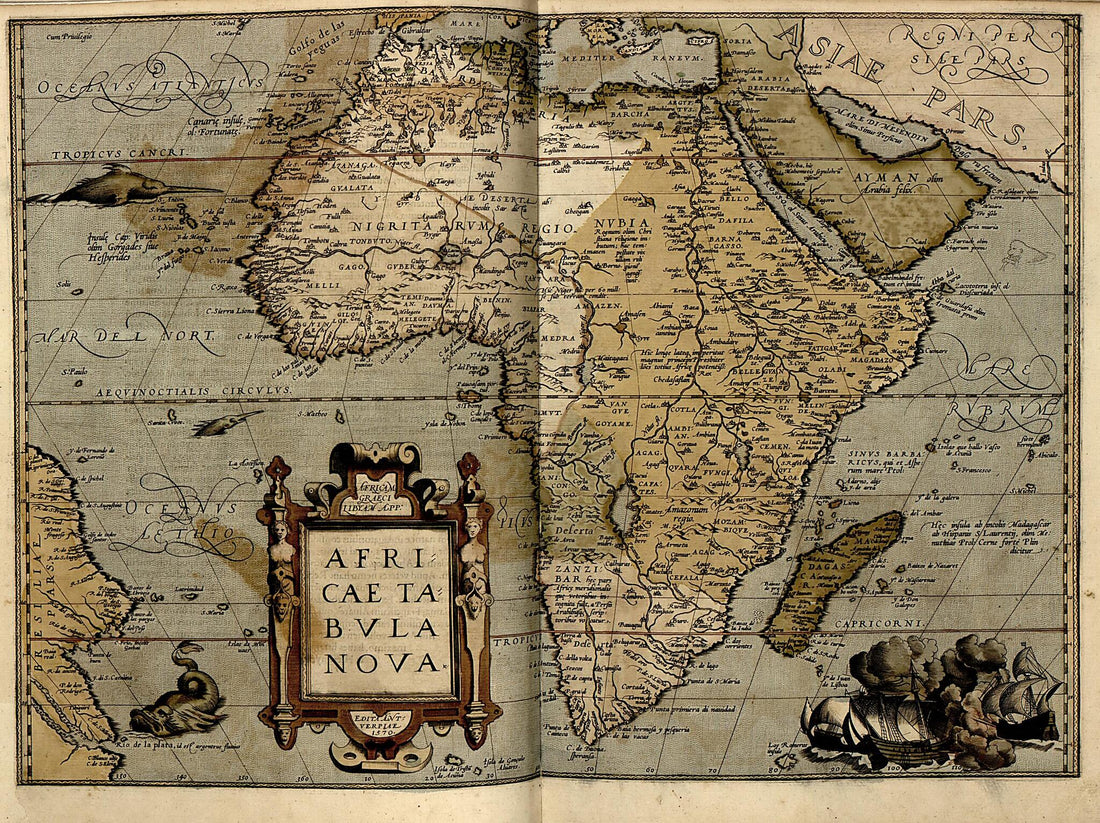 This old map of Africa from Theatrum Orbis Terrarum from 1570 was created by Abraham Ortelius in 1570