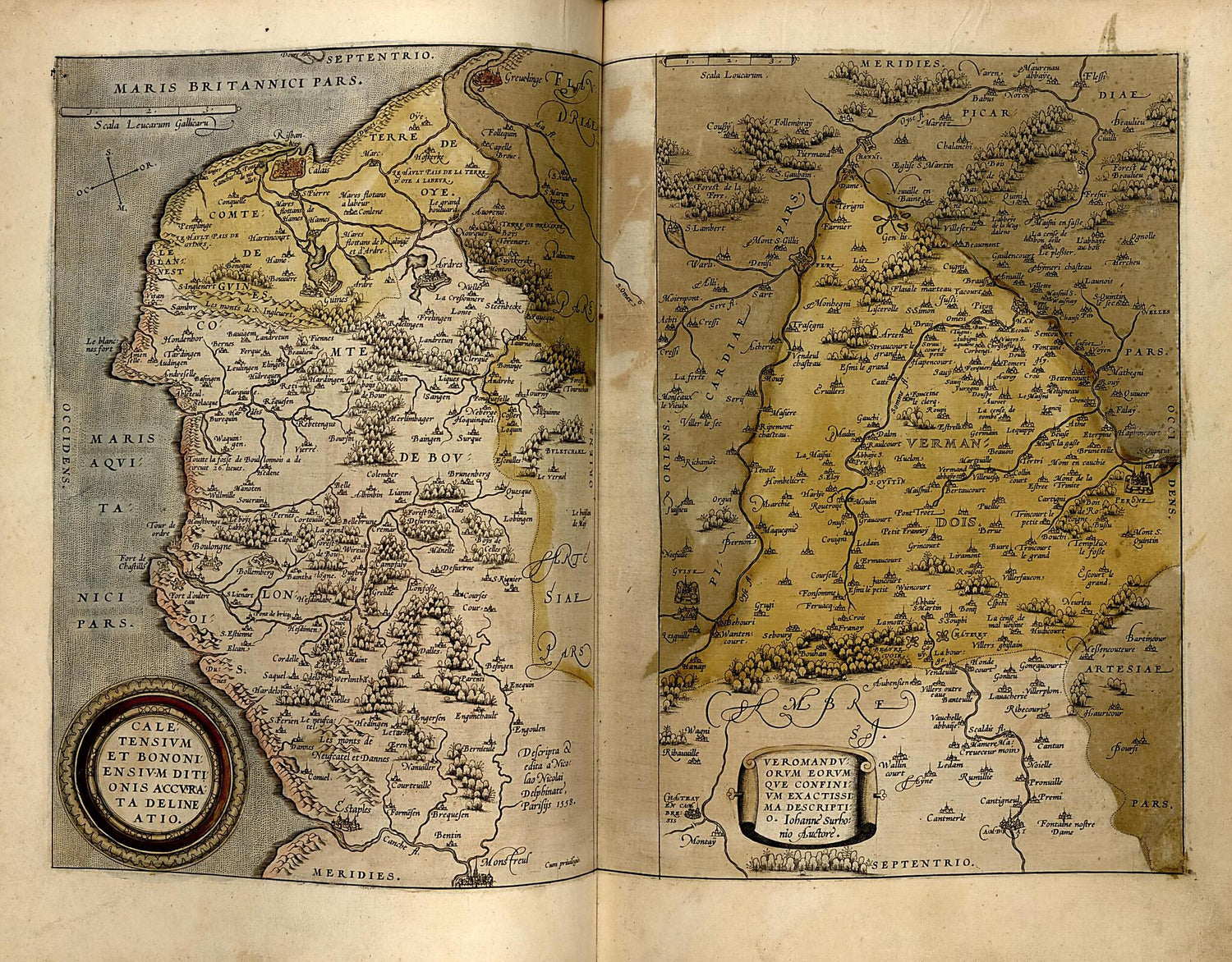 This old map of Caletes Et Bononienses. Veromandvi from Theatrum Orbis Terrarum from 1570 was created by Abraham Ortelius in 1570