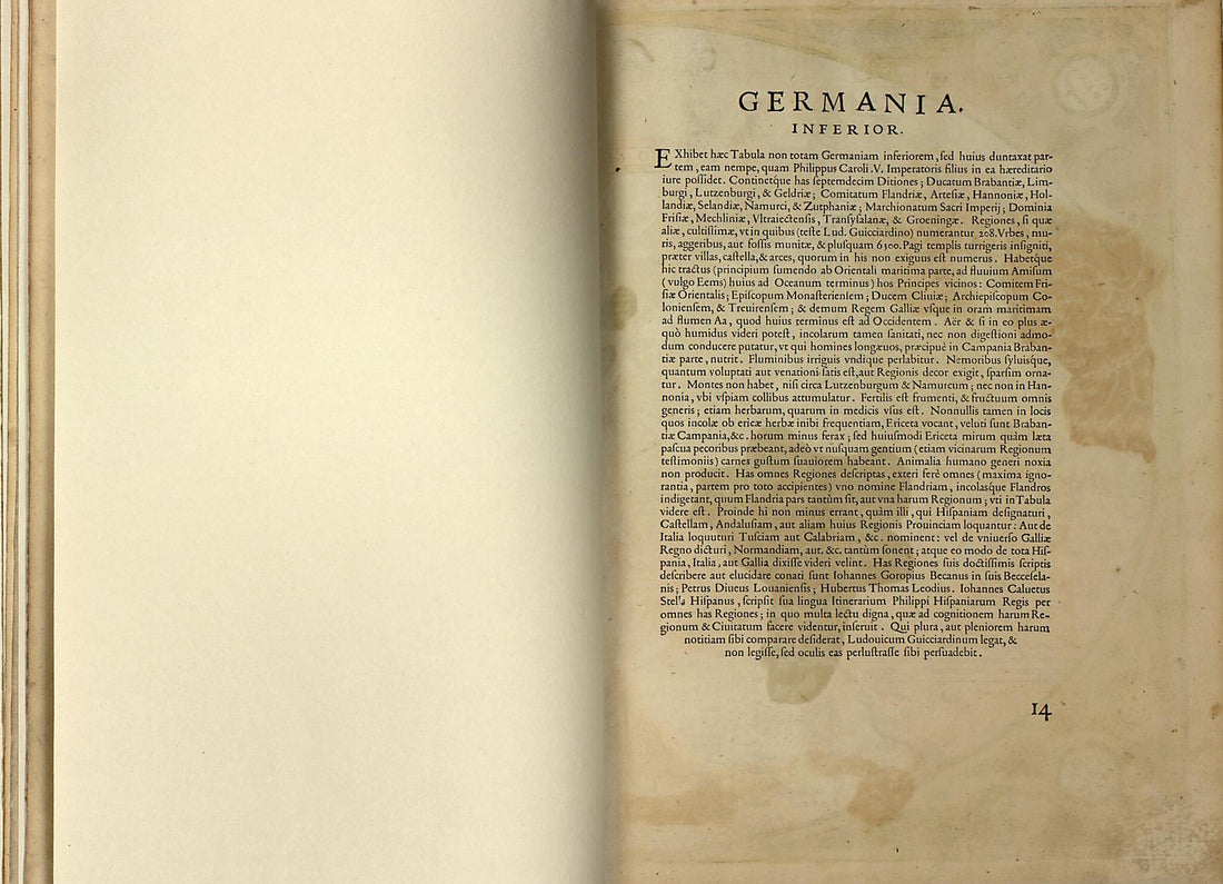 This old map of Germania Inferior from Theatrum Orbis Terrarum from 1570 was created by Abraham Ortelius in 1570