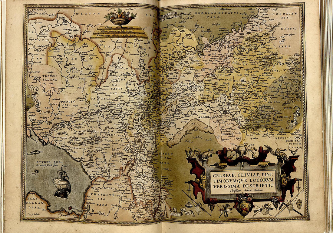 This old map of Geldria from Theatrum Orbis Terrarum from 1570 was created by Abraham Ortelius in 1570