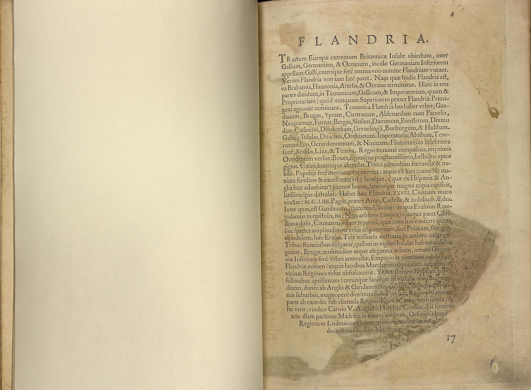 This old map of Flandria from Theatrum Orbis Terrarum from 1570 was created by Abraham Ortelius in 1570