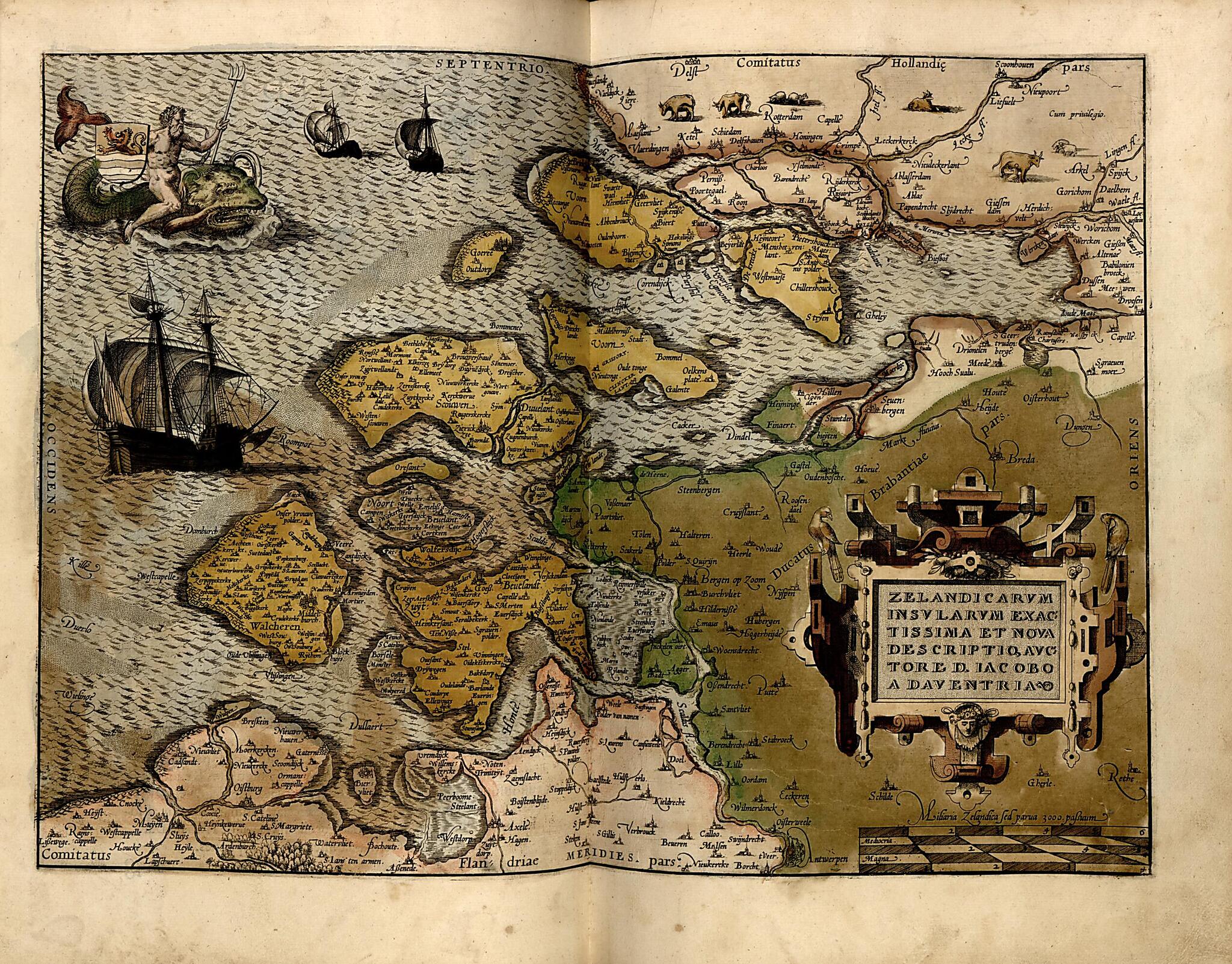 This old map of Zelandia from Theatrum Orbis Terrarum from 1570 was created by Abraham Ortelius in 1570