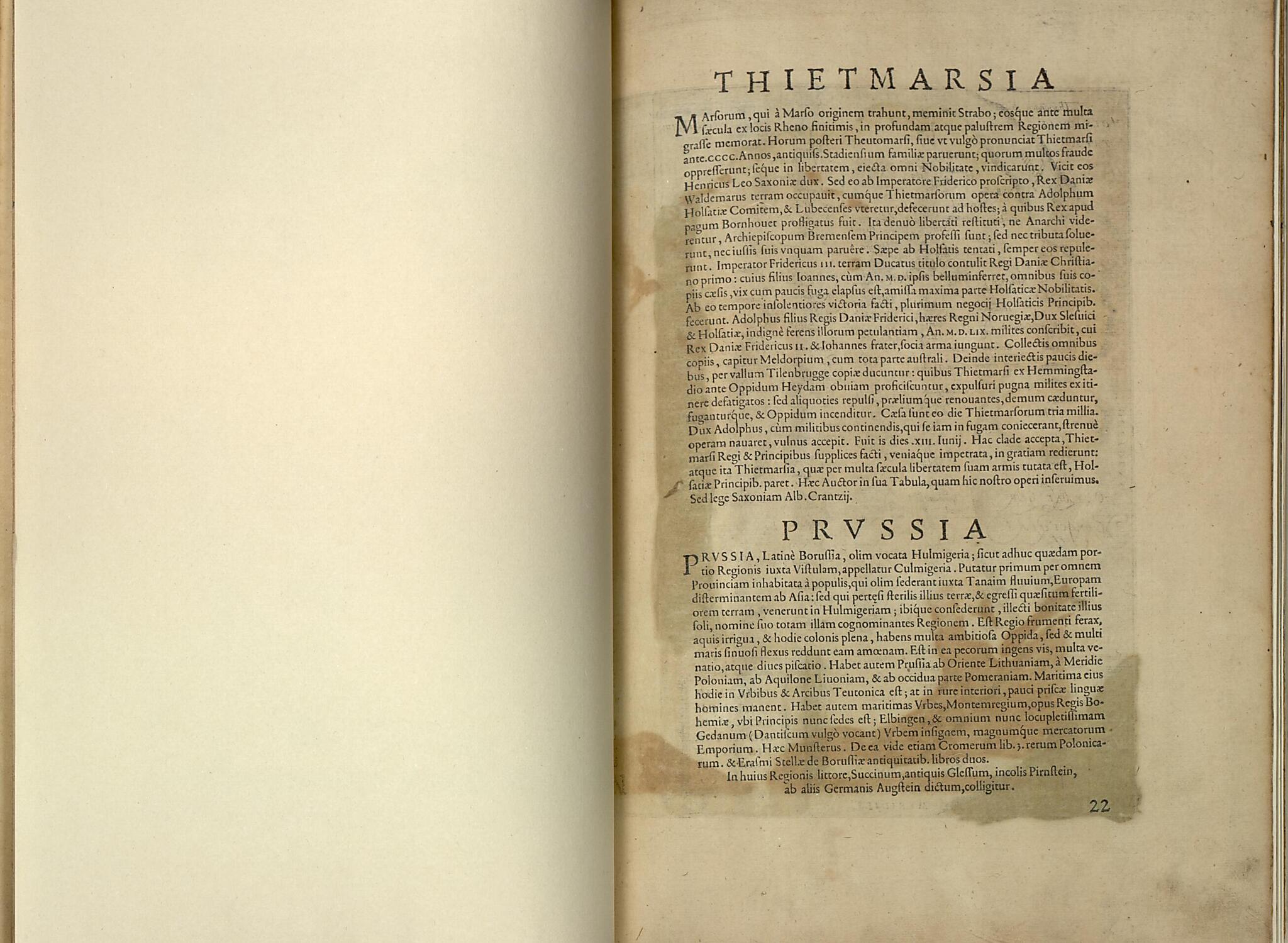 This old map of Thietmarsia. Prvssia from Theatrum Orbis Terrarum from 1570 was created by Abraham Ortelius in 1570