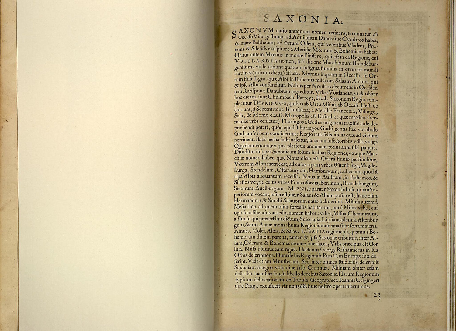 This old map of Saxonia from Theatrum Orbis Terrarum from 1570 was created by Abraham Ortelius in 1570