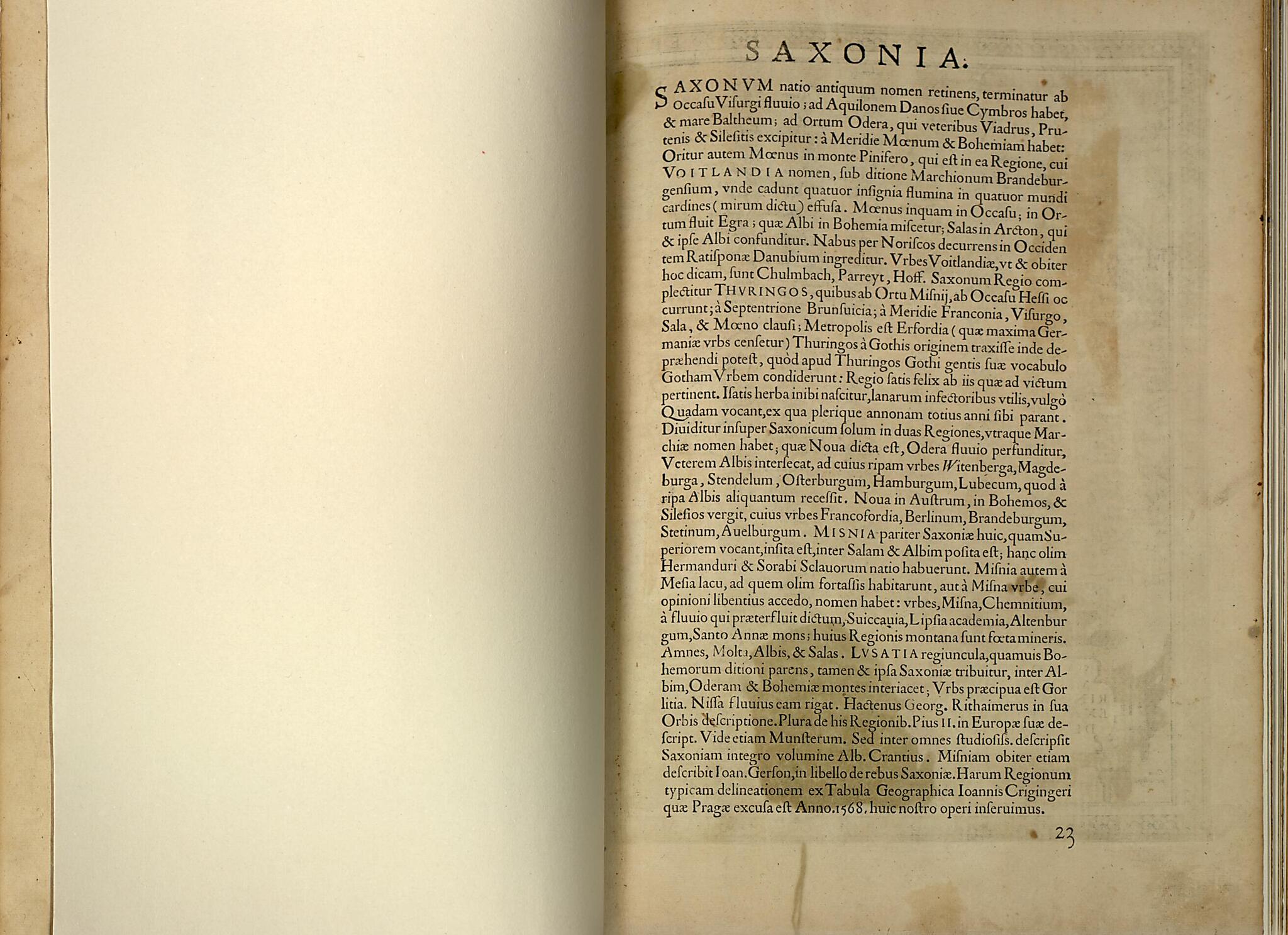 This old map of Saxonia from Theatrum Orbis Terrarum from 1570 was created by Abraham Ortelius in 1570