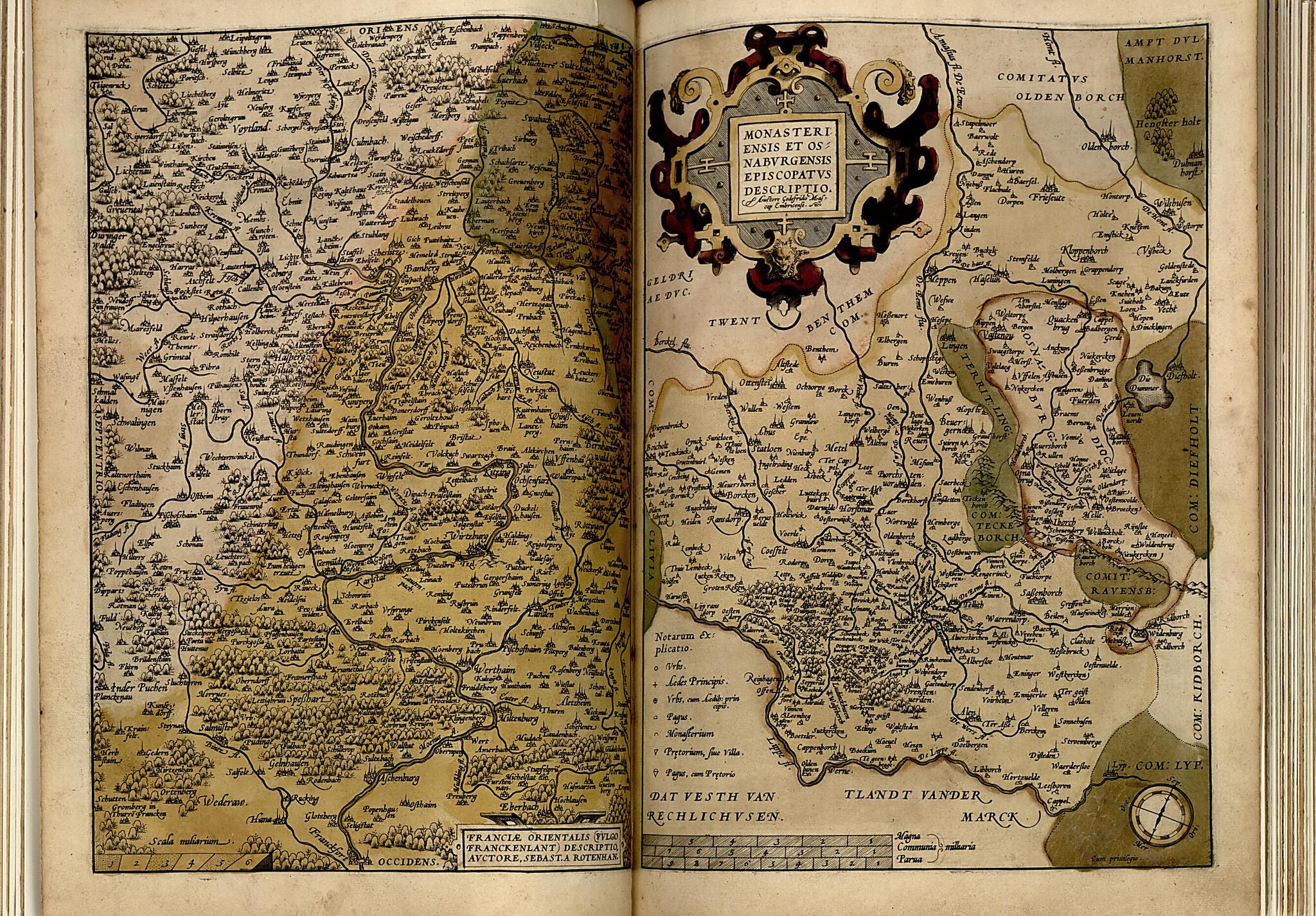 This old map of Franconia. Monasteriensis Episcopatvs from Theatrum Orbis Terrarum from 1570 was created by Abraham Ortelius in 1570