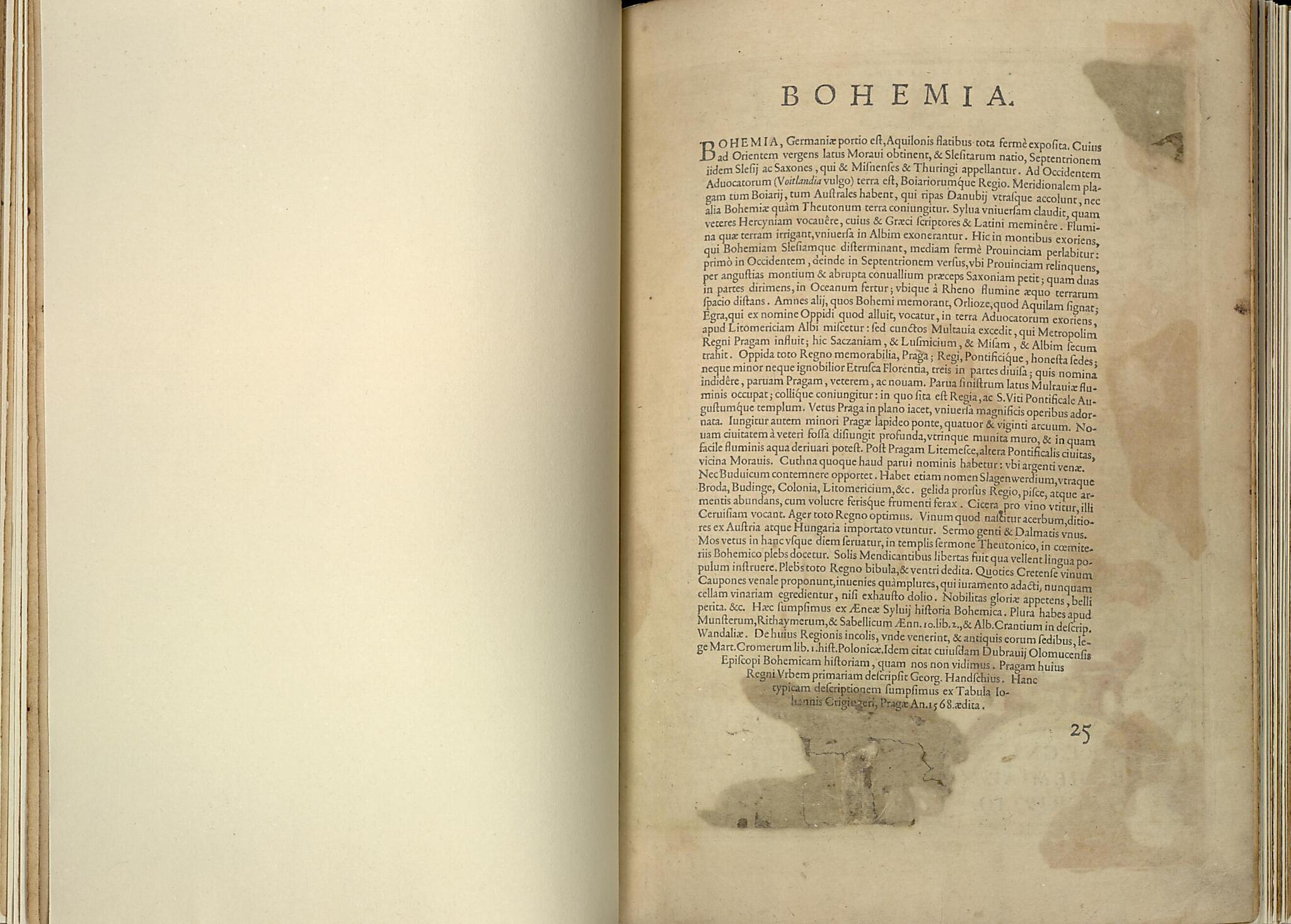 This old map of Bohemia from Theatrum Orbis Terrarum from 1570 was created by Abraham Ortelius in 1570