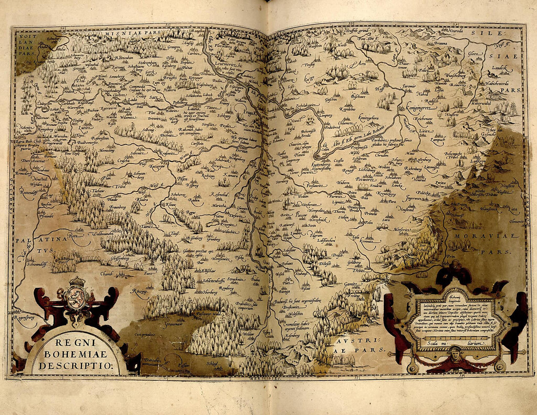 This old map of Bohemia from Theatrum Orbis Terrarum from 1570 was created by Abraham Ortelius in 1570