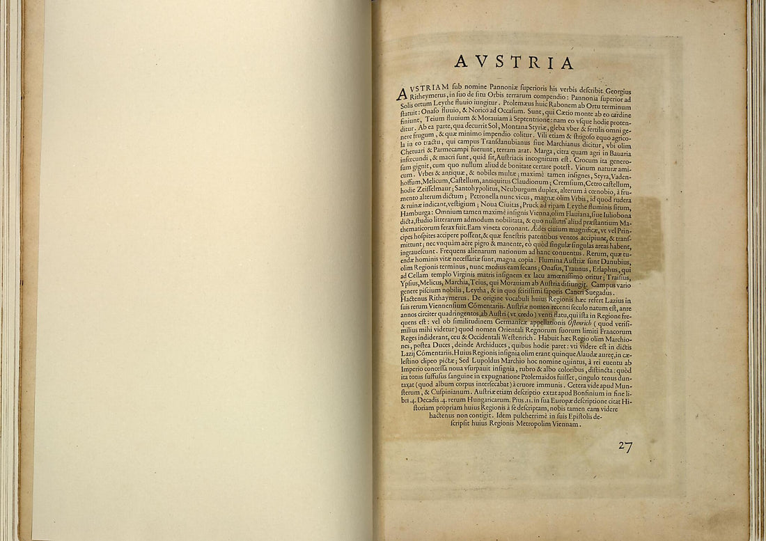 This old map of Avstria from Theatrum Orbis Terrarum from 1570 was created by Abraham Ortelius in 1570