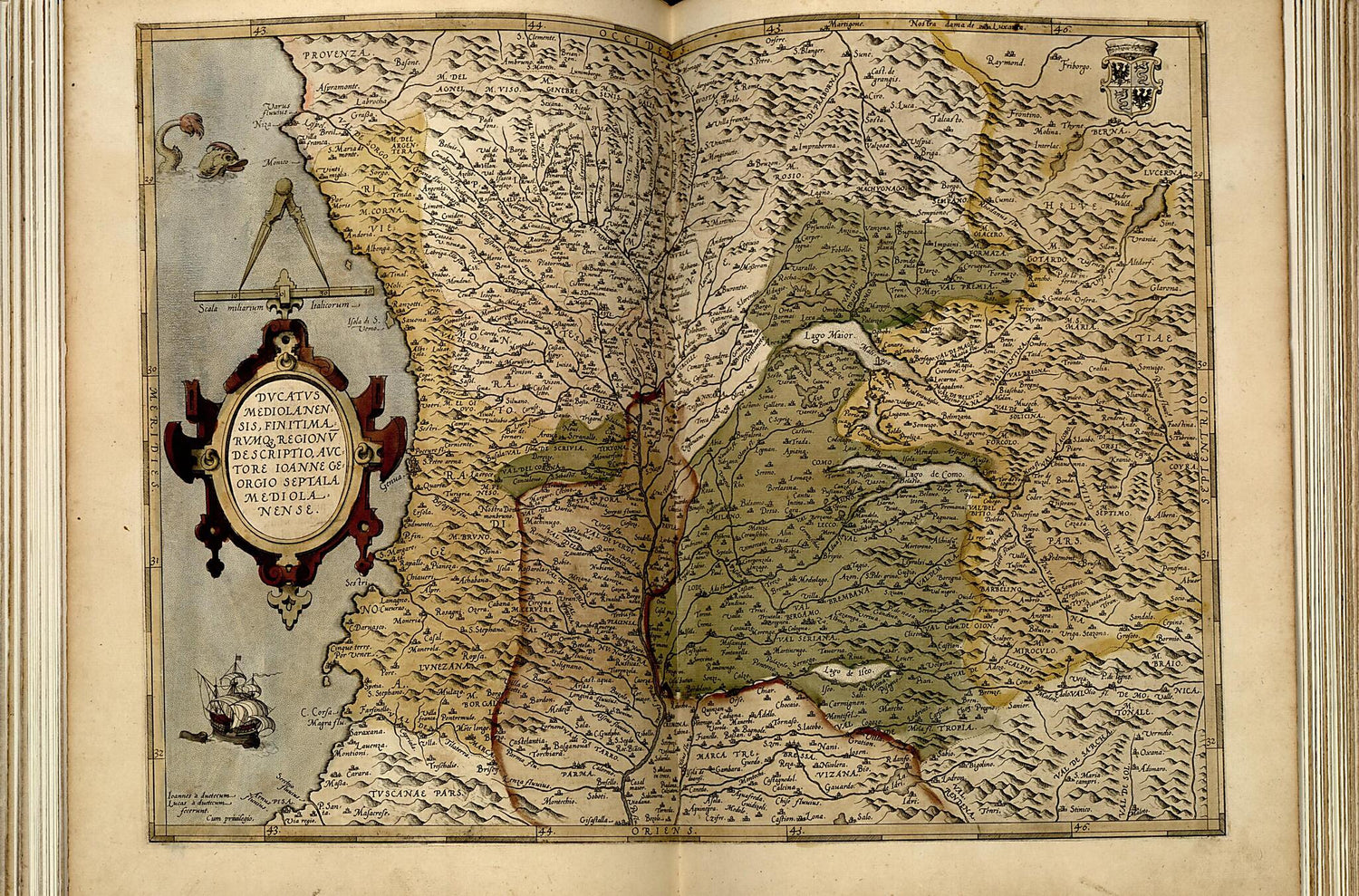 This old map of Mediolanensis Dvcatvs from Theatrum Orbis Terrarum from 1570 was created by Abraham Ortelius in 1570