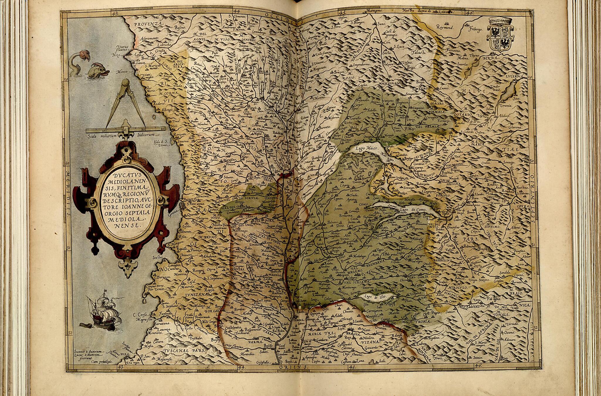 This old map of Mediolanensis Dvcatvs from Theatrum Orbis Terrarum from 1570 was created by Abraham Ortelius in 1570