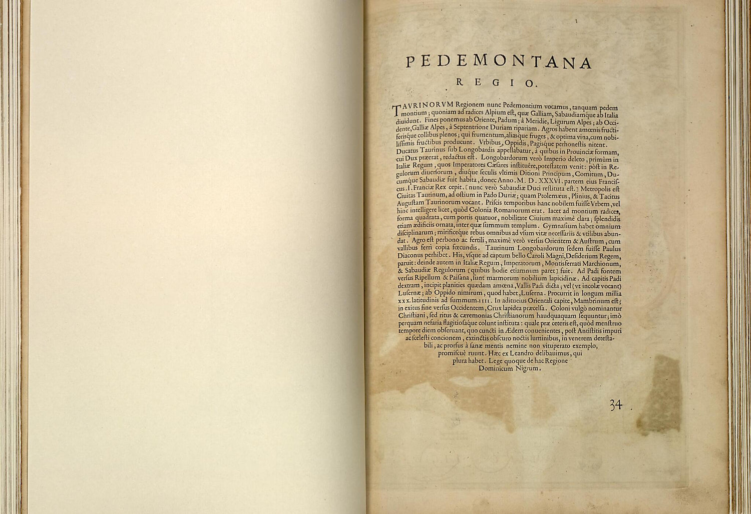 This old map of Pedemontana Regio from Theatrum Orbis Terrarum from 1570 was created by Abraham Ortelius in 1570