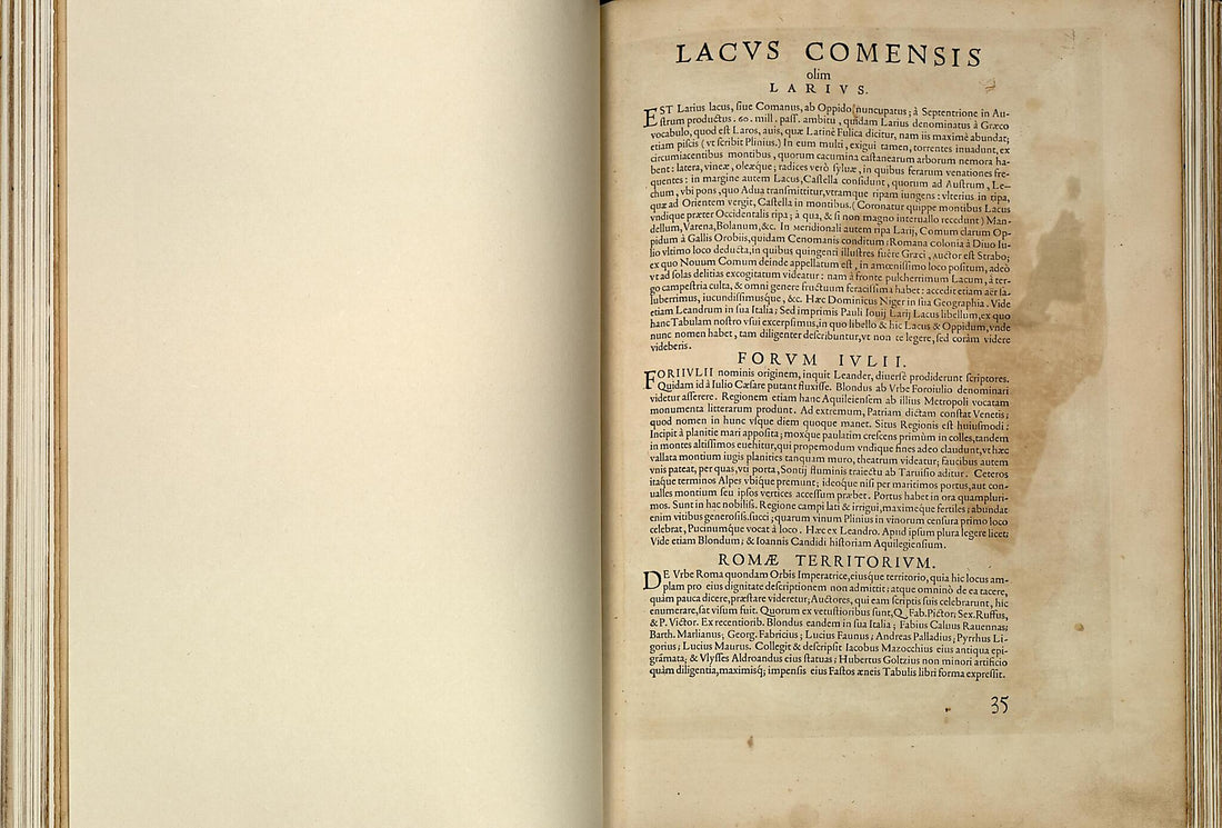 This old map of Lacvs Comensis Olim Larivs. Forvm Ivlii. Romae Territorivm from Theatrum Orbis Terrarum from 1570 was created by Abraham Ortelius in 1570