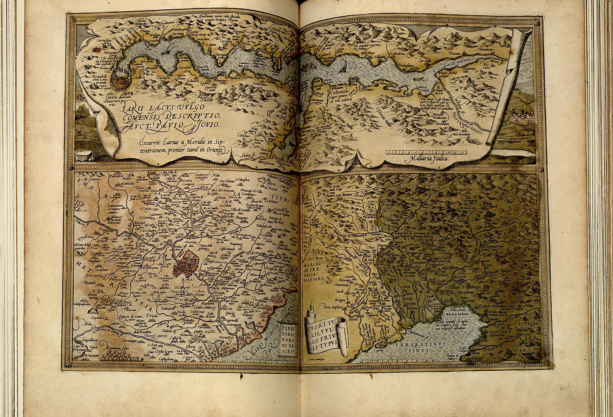 This old map of Lacvs Comensis Olim Larivs. Forvm Ivlii. Romae Territorivm from Theatrum Orbis Terrarum from 1570 was created by Abraham Ortelius in 1570