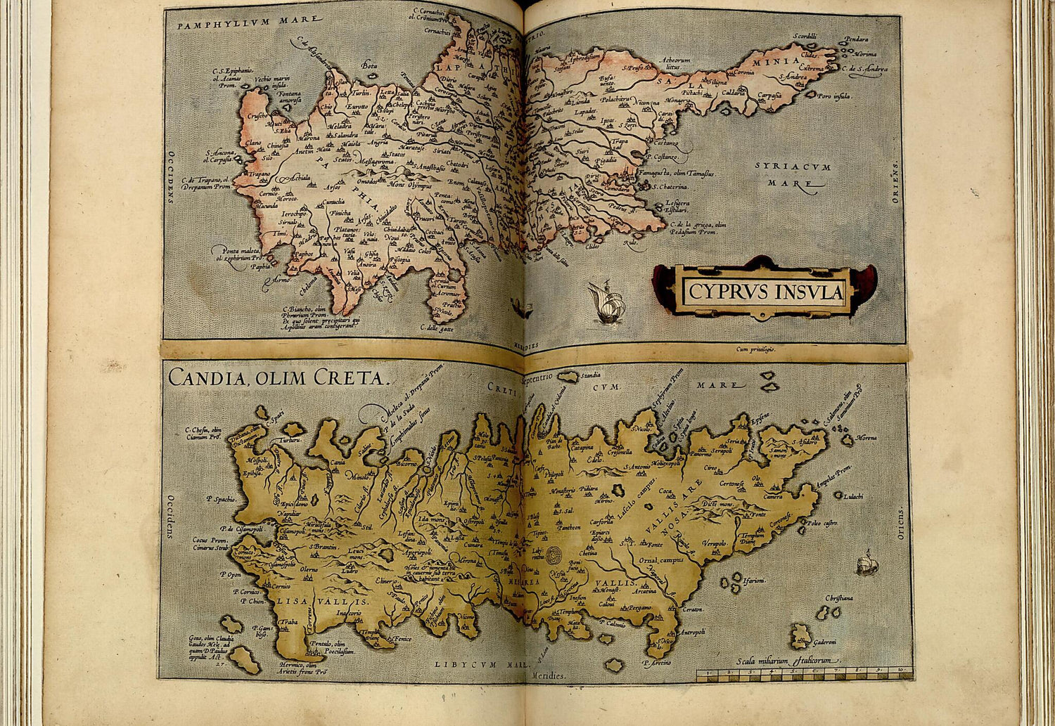 This old map of Cyprvs. Candida, Olim Creta from Theatrum Orbis Terrarum from 1570 was created by Abraham Ortelius in 1570