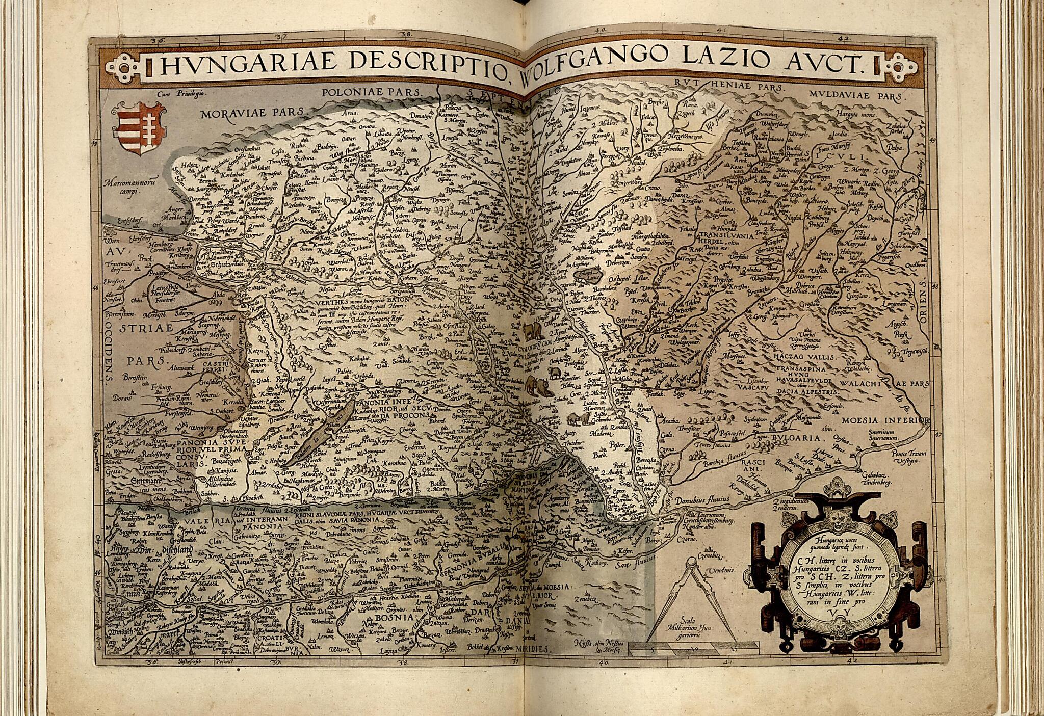 This old map of Hvngaria from Theatrum Orbis Terrarum from 1570 was created by Abraham Ortelius in 1570