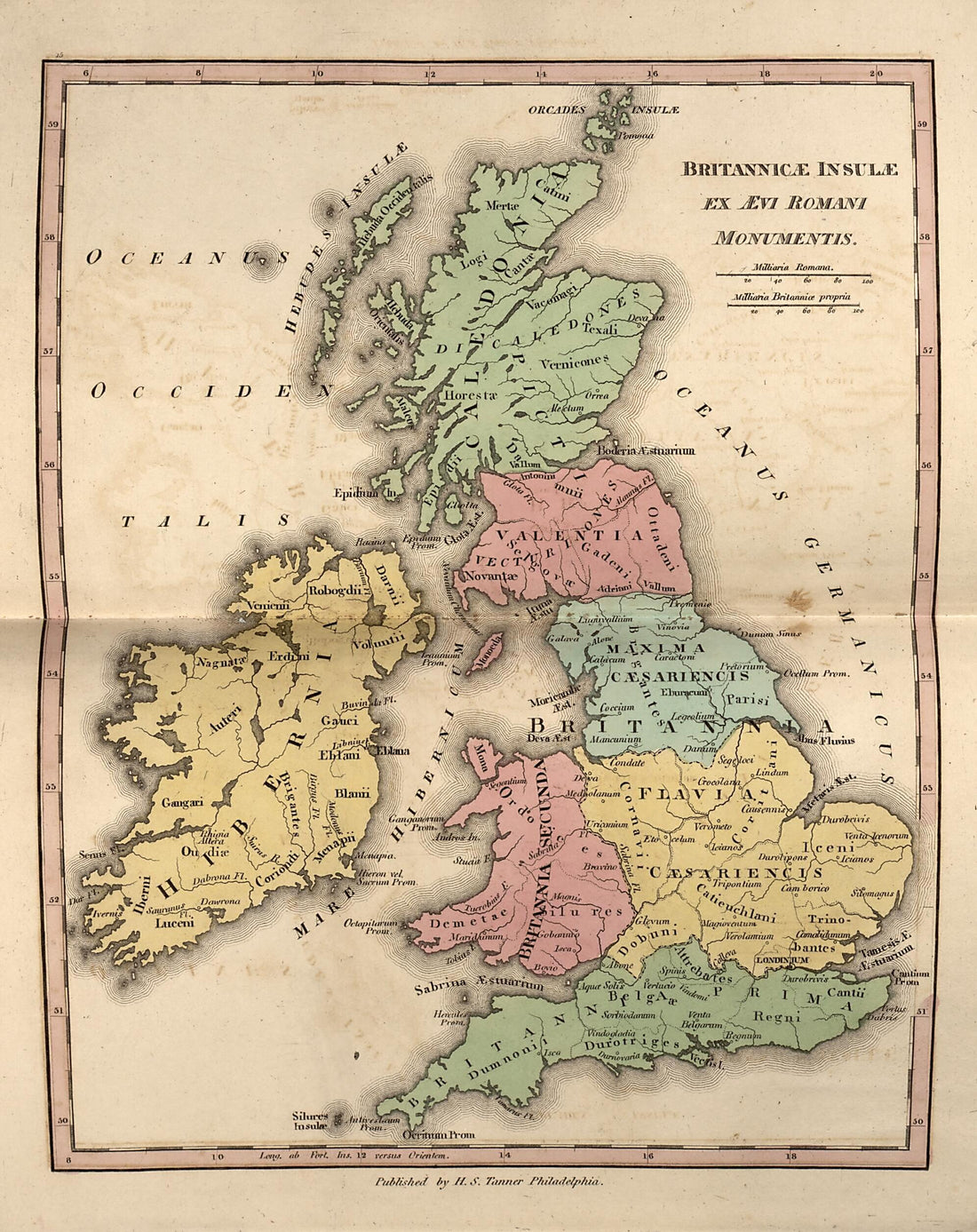 This old map of Britannicae Insulae from Ancient Geography from 1826 was created by Henry Schenck Tanner in 1826