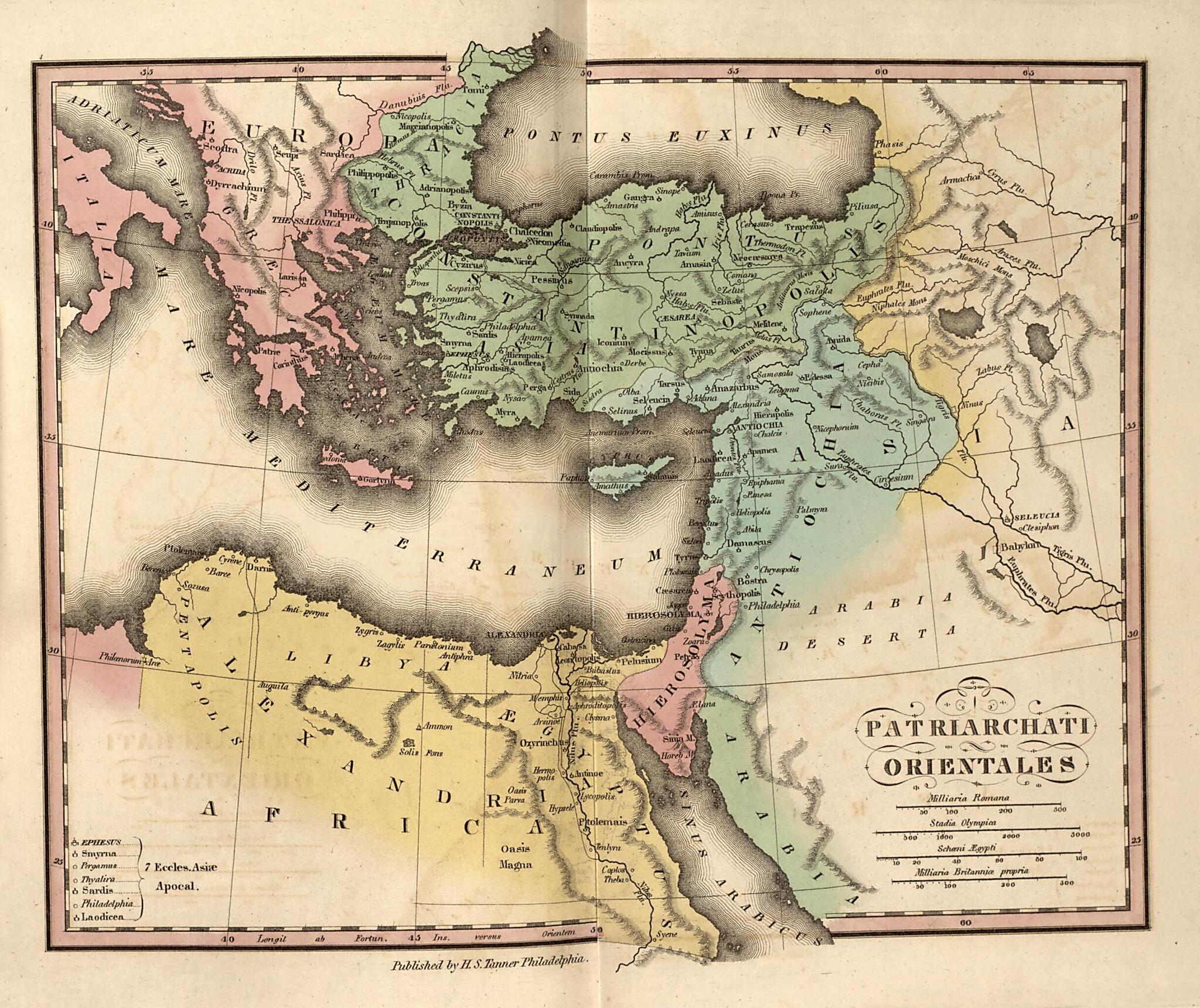 This old map of Patriarchati Orientales from Ancient Geography from 1826 was created by Henry Schenck Tanner in 1826