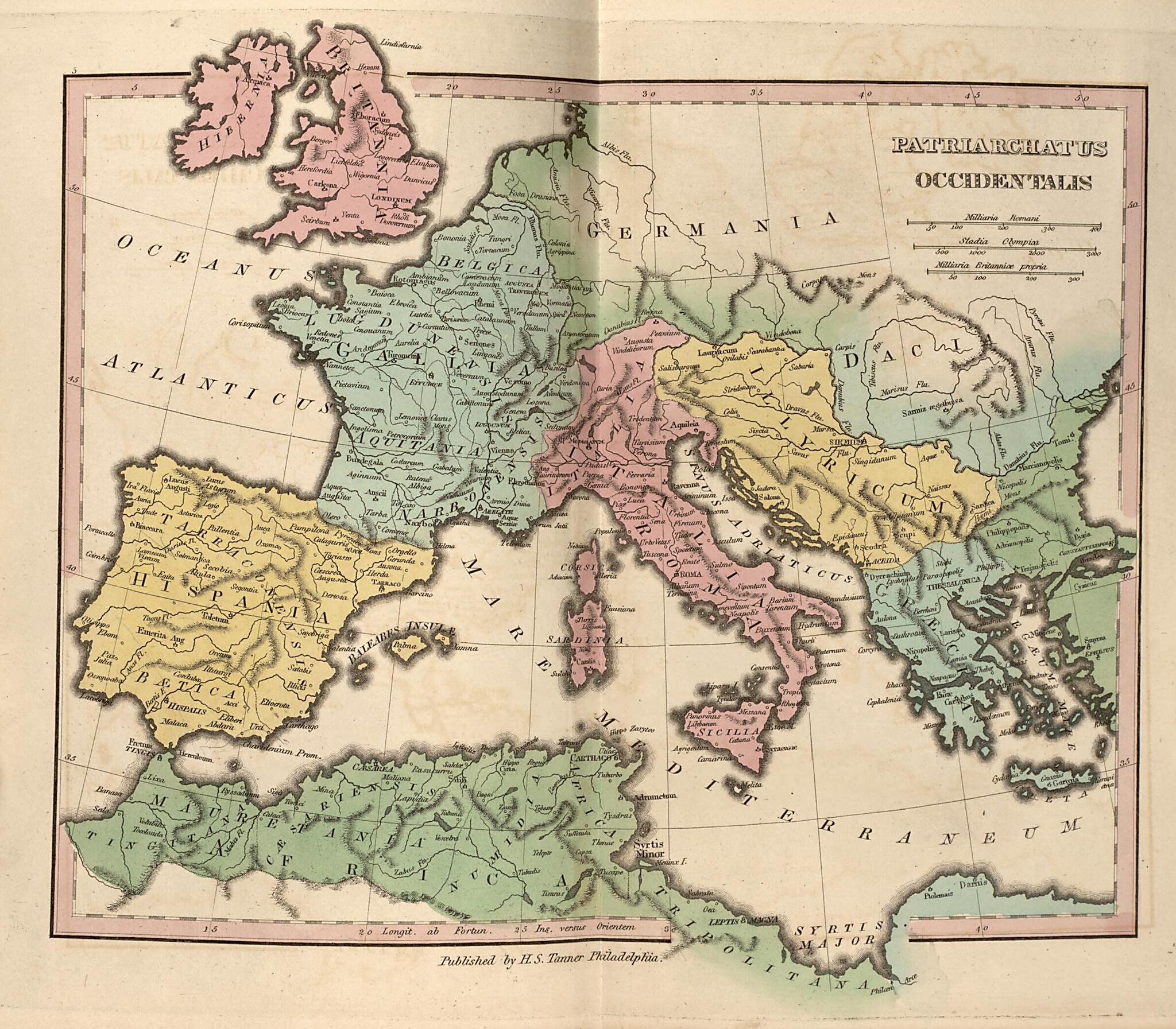 This old map of Patriarchatus Occidentalis from Ancient Geography from 1826 was created by Henry Schenck Tanner in 1826