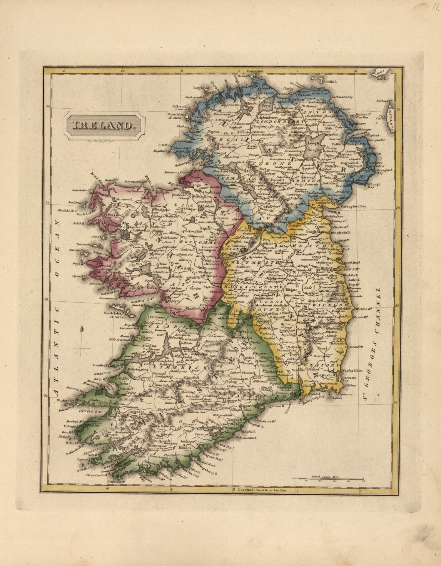This old map of Ireland from a New and Elegant General Atlas, Containing Maps of Each of the United States  from 1817 was created by Henry Schenck Tanner in 1817