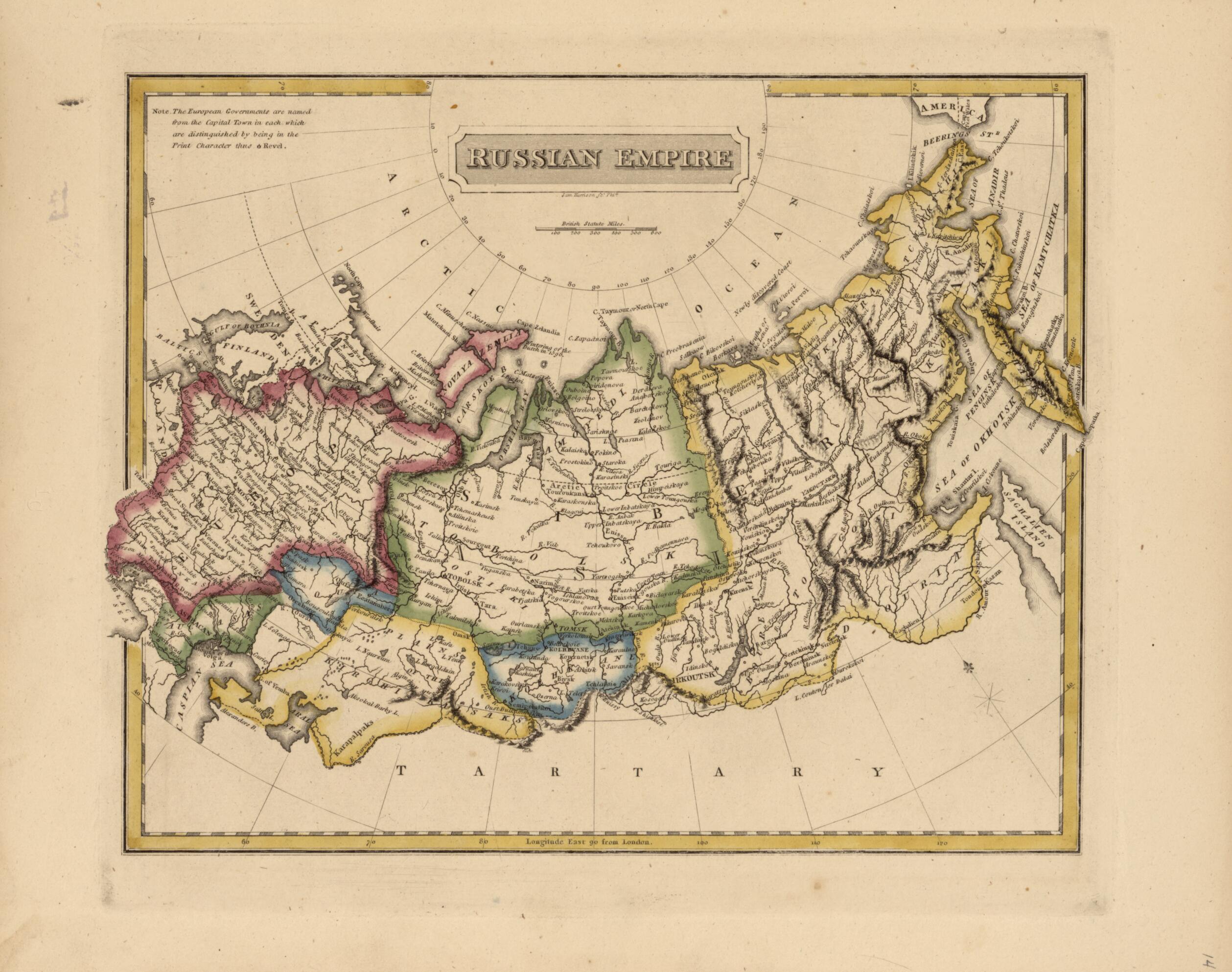 This old map of Russian Empire from a New and Elegant General Atlas, Containing Maps of Each of the United States  from 1817 was created by Henry Schenck Tanner in 1817