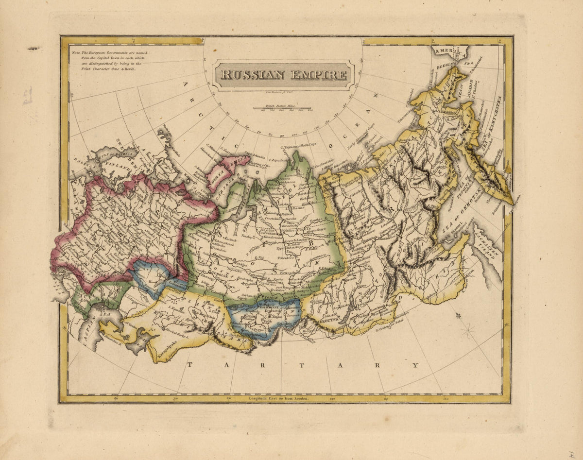 Russian Empire from a New and Elegant General Atlas, Containing Maps of Each of the United States. 1817 by Relic Map Company