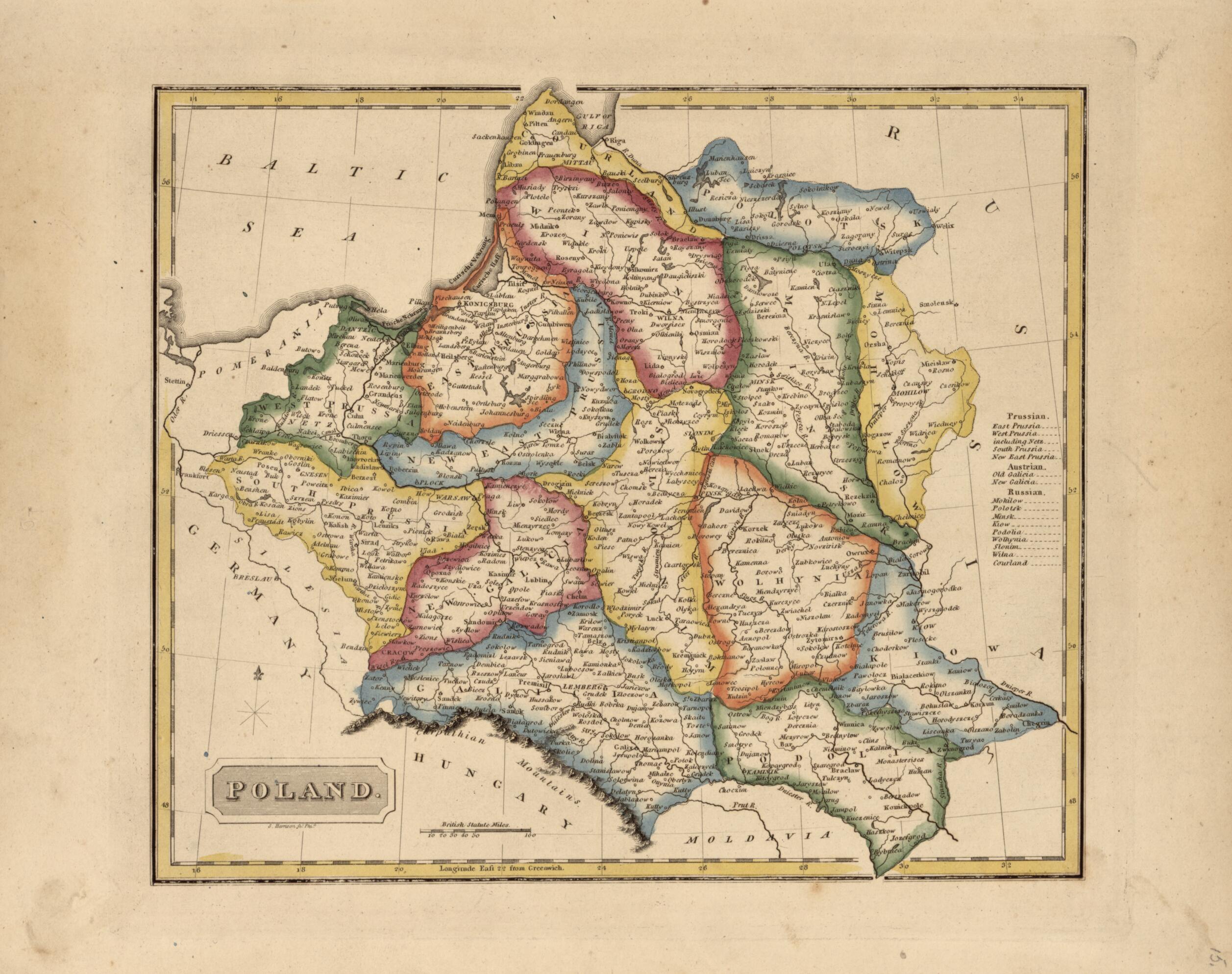 This old map of Poland from a New and Elegant General Atlas, Containing Maps of Each of the United States  from 1817 was created by Henry Schenck Tanner in 1817