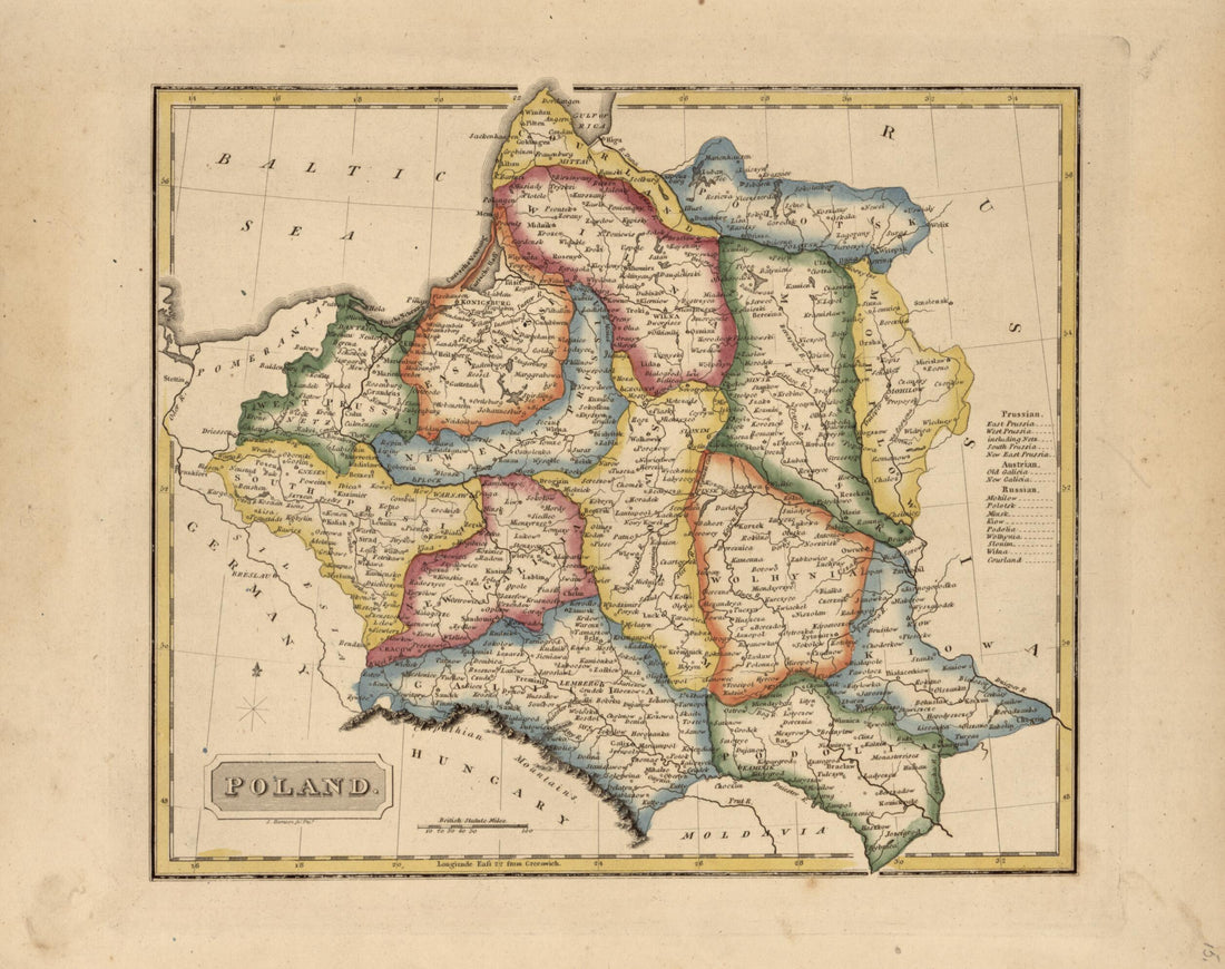 This old map of Poland from a New and Elegant General Atlas, Containing Maps of Each of the United States. from 1817 was created by Henry Schenck Tanner in 1817