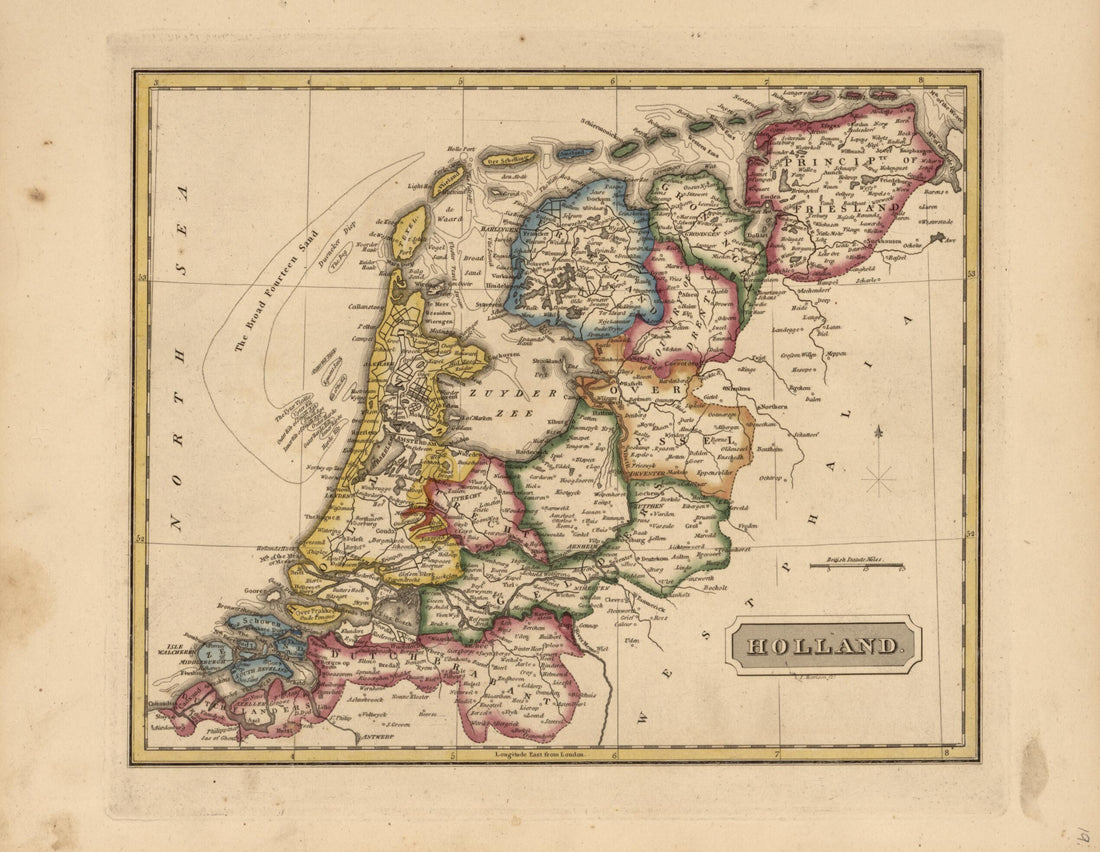 This old map of Holland from a New and Elegant General Atlas, Containing Maps of Each of the United States  from 1817 was created by Henry Schenck Tanner in 1817