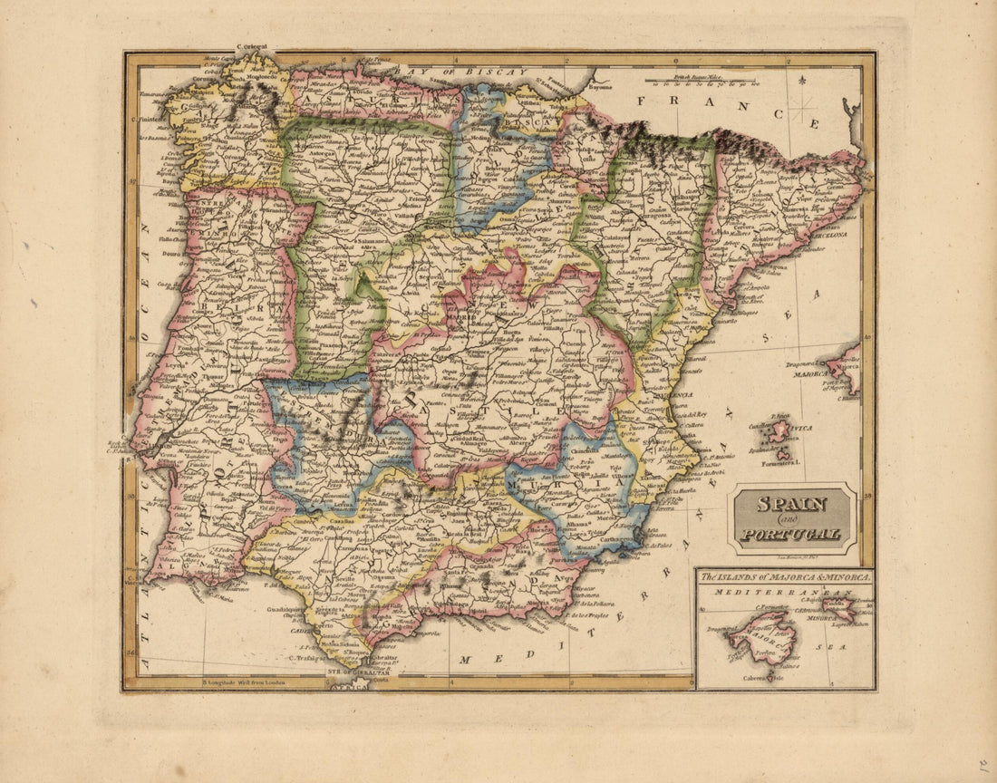 This old map of Spain from a New and Elegant General Atlas, Containing Maps of Each of the United States  from 1817 was created by Henry Schenck Tanner in 1817