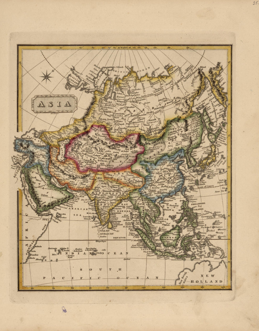 This old map of Asia from a New and Elegant General Atlas, Containing Maps of Each of the United States  from 1817 was created by Henry Schenck Tanner in 1817