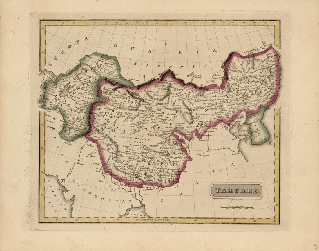 This old map of Tartary from a New and Elegant General Atlas, Containing Maps of Each of the United States  from 1817 was created by Henry Schenck Tanner in 1817