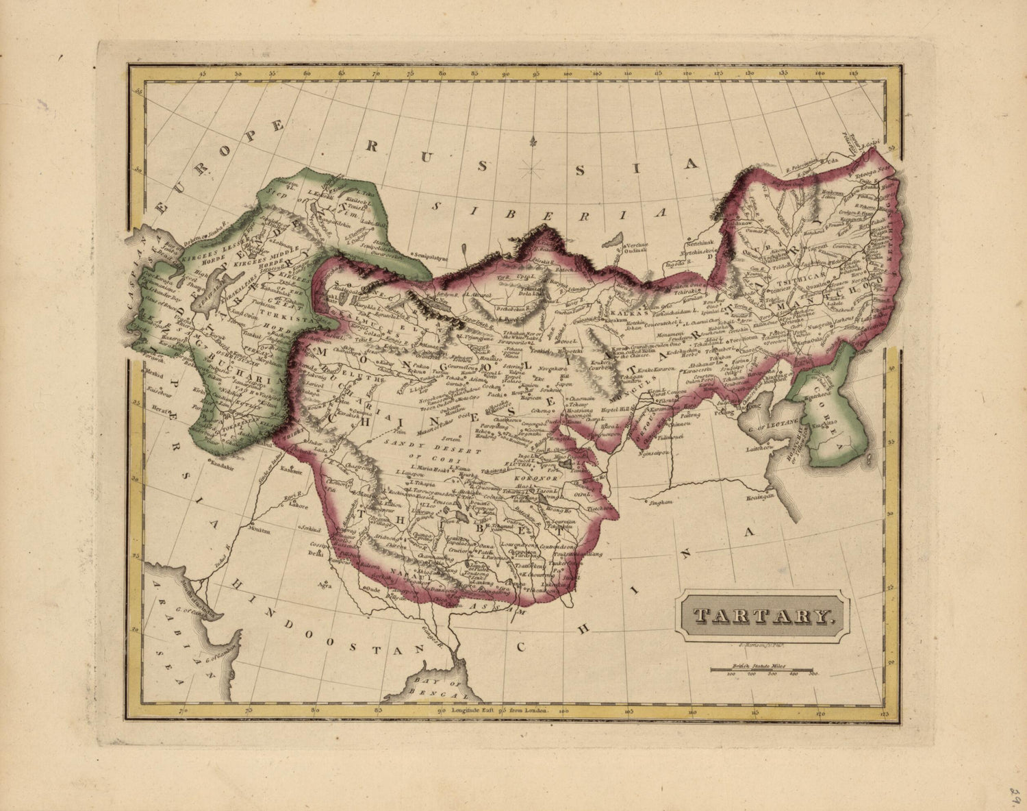 This old map of Tartary from a New and Elegant General Atlas, Containing Maps of Each of the United States. from 1817 was created by Henry Schenck Tanner in 1817