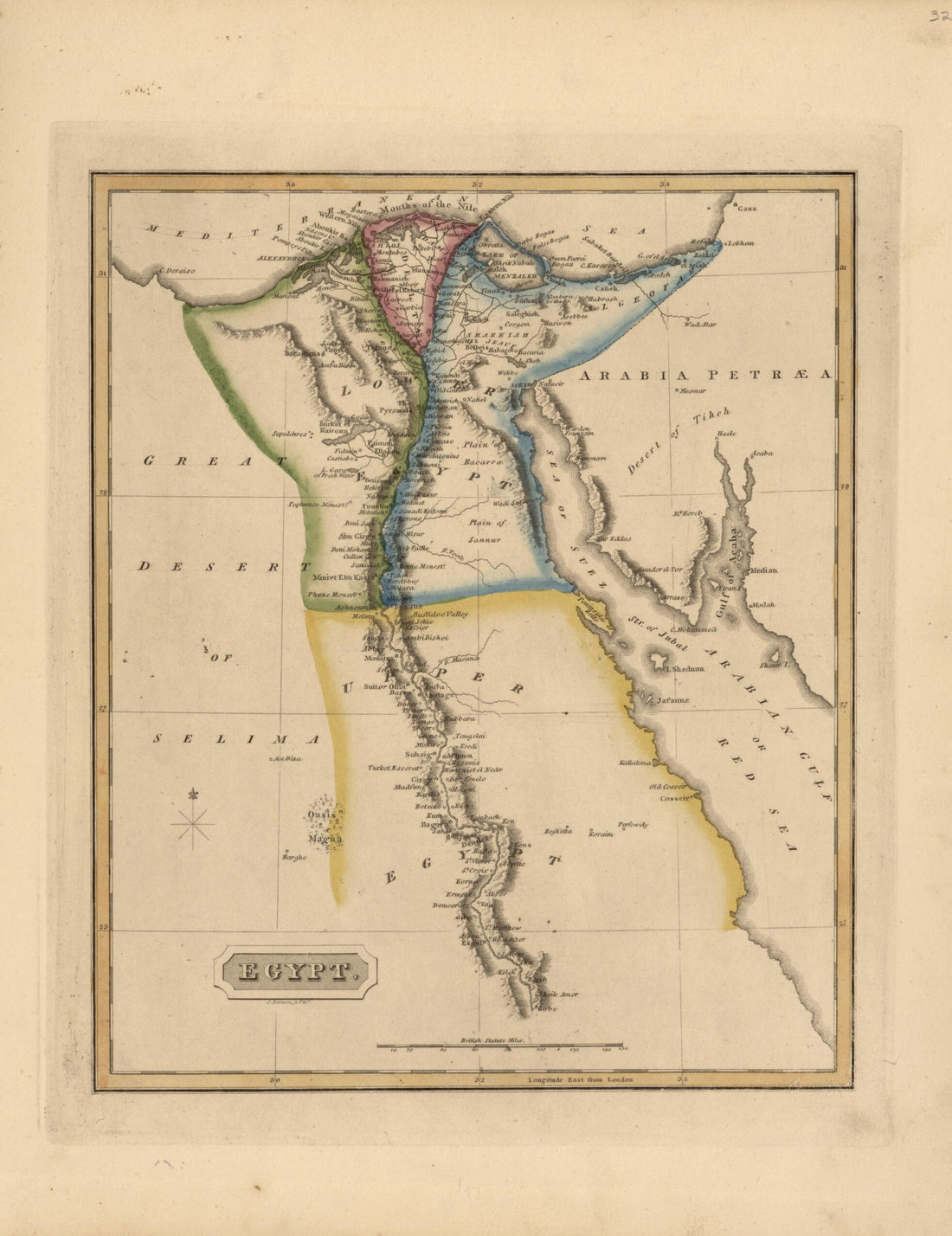 This old map of Egypt from a New and Elegant General Atlas, Containing Maps of Each of the United States  from 1817 was created by Henry Schenck Tanner in 1817