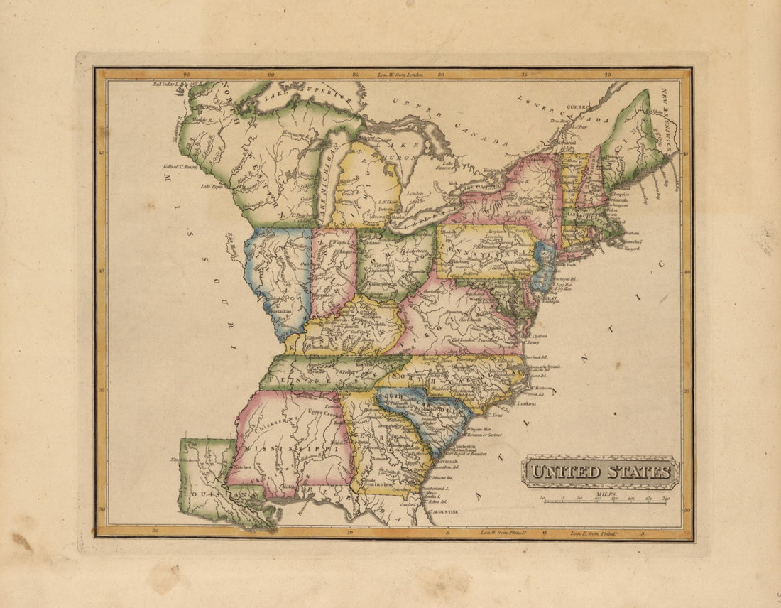 This old map of United States from a New and Elegant General Atlas, Containing Maps of Each of the United States  from 1817 was created by Henry Schenck Tanner in 1817